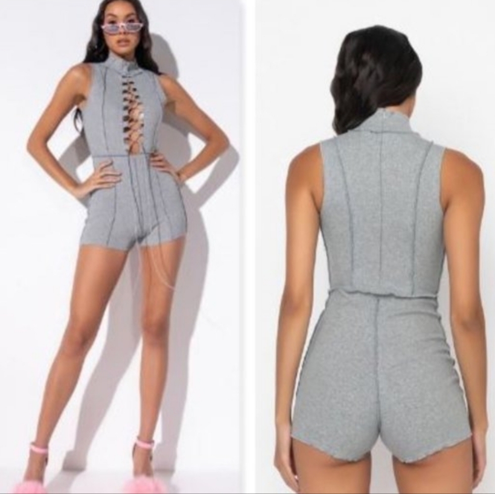 Mock Neck Romper - Picture 2 of 2